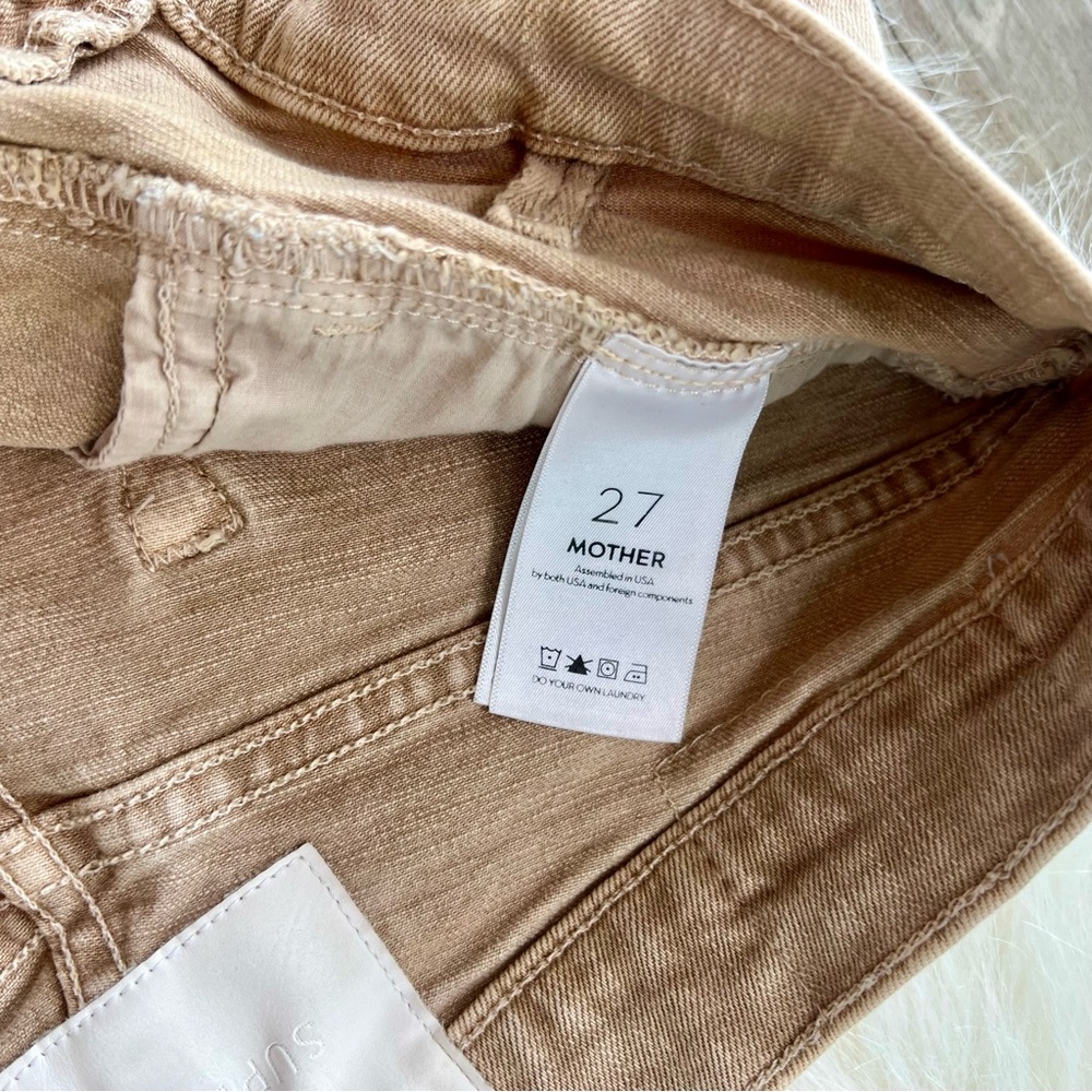 Mother high rise frayed hem tan denim shorts - Picture 3 of 6